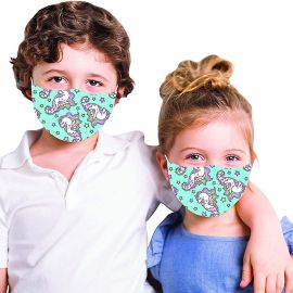 Masca copil/adolescent 3 straturi model unicorn, cu 4 filtre de rezerva incluse